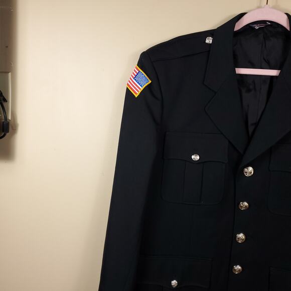 Vintage Army Dress Wool Jacket with American Flag Patch Size 42R - Picture 4 of 12